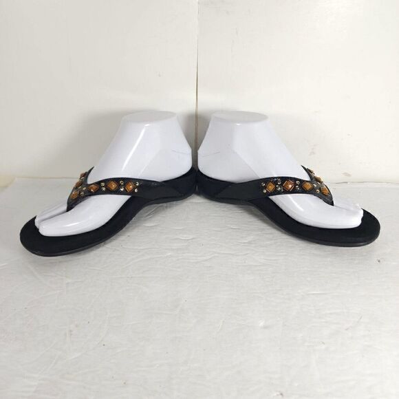 Vionic Women's Floriana US 6 Black Embellished Orthaheel Thong Sandals - Picture 6 of 13